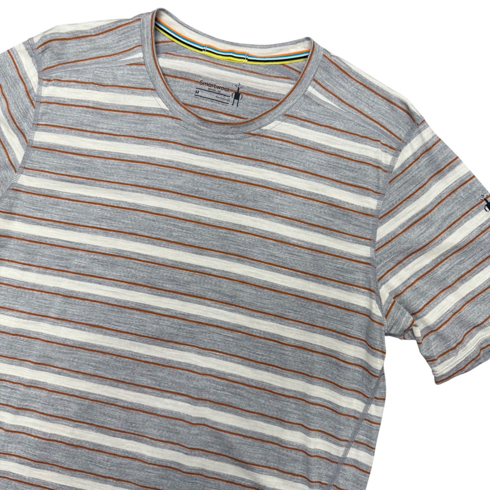 Smartwool T Shirt Mens Medium Gray Striped Merino 150 Base Layer Short Sleeve